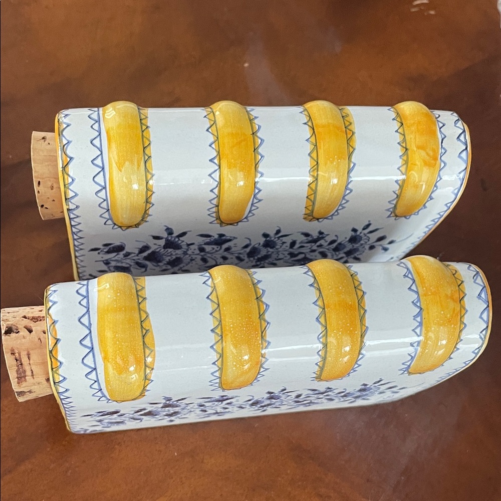 MOMA Ceramic Book Flasks Decor with Blue Floral Motif Made in Portugal - Picture 4 of 8